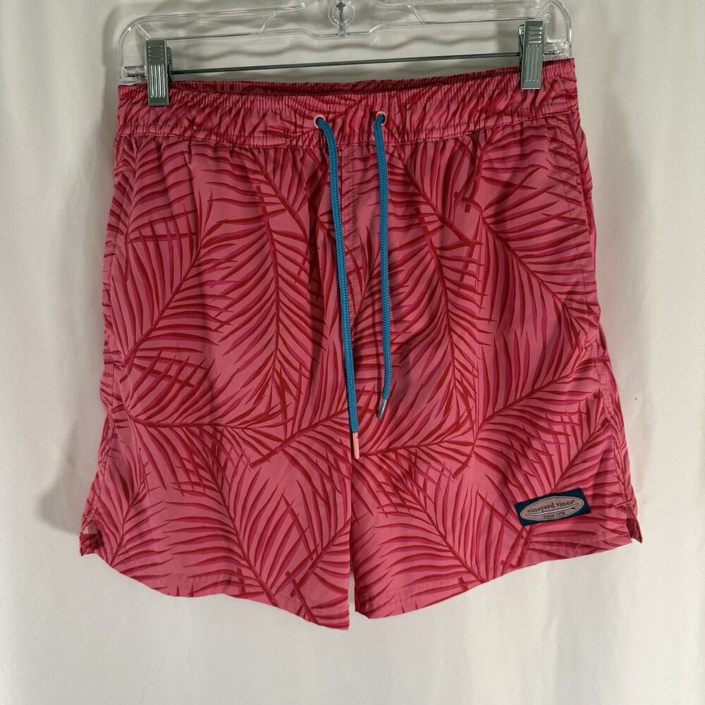 Vineyard Vines Swim Trunks Men's XS Pink Hawaiian Mesh Lined Pull On Drawstring